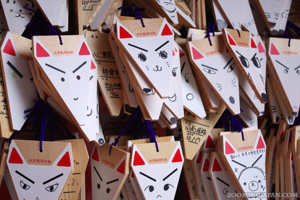 Fox ema, wooden wishing plaques as Kyoto's Fushimi Inari Shrine